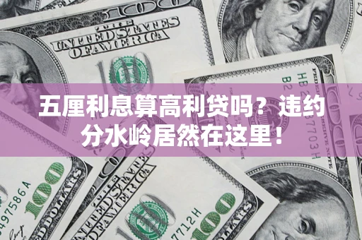 武汉五厘利息算高利贷吗？违约分水岭居然在这里！
