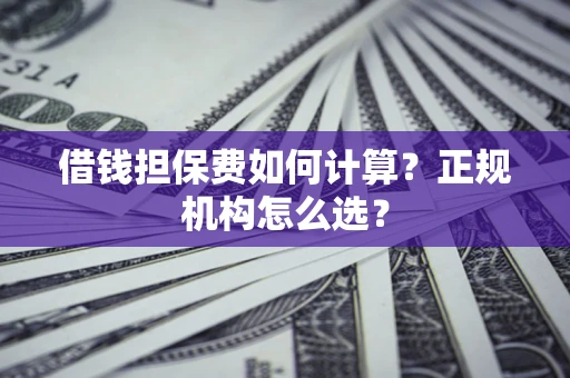 武汉借钱担保费如何计算？正规机构怎么选？